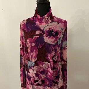 White Mountain Pink and Purple Floral Blouse